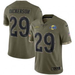 Los Angeles Rams #29 Eric Dickerson Men's 2022 Salute To Service Limited Jersey – Olive