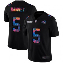 Los Angeles Rams #5 Jalen Ramsey Men's Multi-Color Black 2020 NFL Crucial Catch Vapor Untouchable Limited Jersey