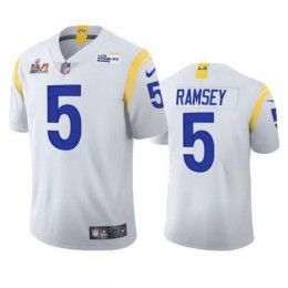 Los Angeles Rams #5 Jalen Ramsey Men's Super Bowl LVI Patch 2021 Vapor Limited NFL Jersey – White