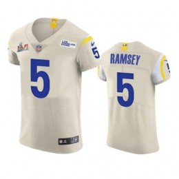 Los Angeles Rams #5 Jalen Ramsey Men's Super Bowl LVI Patch Vapor Elite Player NFL Jersey – Bone
