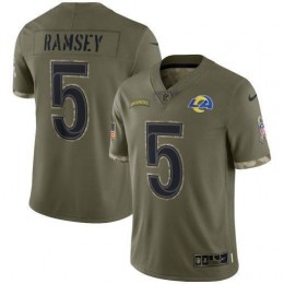 Los Angeles Rams #5 Jalen Ramsey Men's 2022 Salute To Service Limited Jersey – Olive