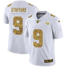 Los Angeles Rams #9 Matthew Stafford Men's Flocked Leopard Print Vapor Limited NFL Jersey White