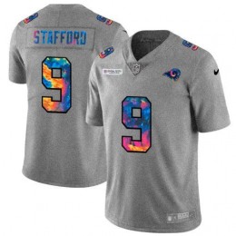 Los Angeles Rams #9 Matthew Stafford Men's Multi-Color 2020 NFL Crucial Catch NFL Jersey Greyheather