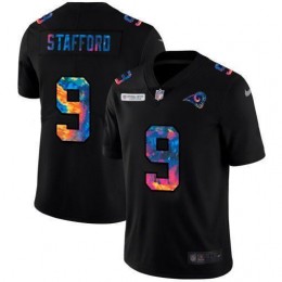Los Angeles Rams #9 Matthew Stafford Men's Multi-Color Black 2020 NFL Crucial Catch Vapor Untouchable Limited Jersey