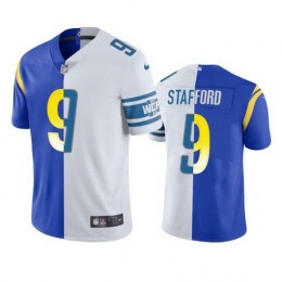 Los Angeles Rams #9 Matthew Stafford Men's Royal White Split Game NFL Limited Jersey