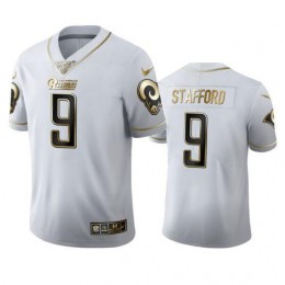 Los Angeles Rams #9 Matthew Stafford Men's White Golden Edition Vapor Limited NFL 100 Jersey