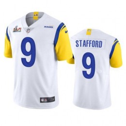 Los Angeles Rams #9 Matthew Stafford Men's Super Bowl LVI Patch Alternate Vapor Limited NFL Jersey – White