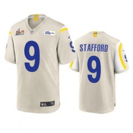Los Angeles Rams #9 Matthew Stafford Men's Super Bowl LVI Patch Game NFL Jersey – Bone
