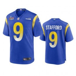 Los Angeles Rams #9 Matthew Stafford Men's Super Bowl LVI Patch Game NFL Jersey – Royal