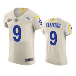 Los Angeles Rams #9 Matthew Stafford Men's Super Bowl LVI Patch Vapor Elite Player NFL Jersey – Bone