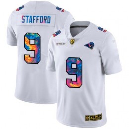 Los Angeles Rams #9 Matthew Stafford Men's White Multi-Color 2020 NFL Crucial Catch Limited NFL Jersey