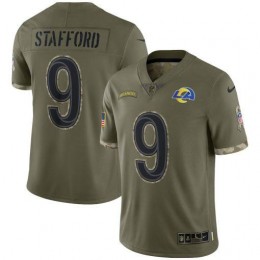 Los Angeles Rams #9 Matthew Stafford Men's 2022 Salute To Service Limited Jersey – Olive