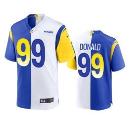 Los Angeles Rams #99 Aaron Donald Men's Royal White Split Game NFL Limited Jersey