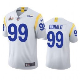 Los Angeles Rams #99 Aaron Donald Men's Super Bowl LVI Patch 2021 Vapor Limited NFL Jersey – White