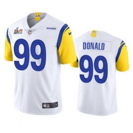 Los Angeles Rams #99 Aaron Donald Men's Super Bowl LVI Patch Alternate Vapor Limited NFL Jersey – White