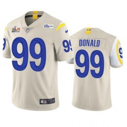 Los Angeles Rams #99 Aaron Donald Men's Super Bowl LVI Patch Vapor Limited NFL Jersey – Bone
