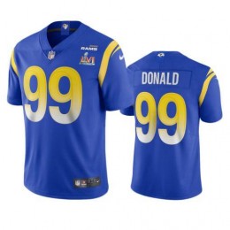 Los Angeles Rams #99 Aaron Donald Men's Super Bowl LVI Patch Vapor Limited NFL Jersey – Royal