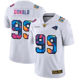 Los Angeles Rams #99 Aaron Donald Men's White Multi-Color 2020 NFL Crucial Catch Limited NFL Jersey