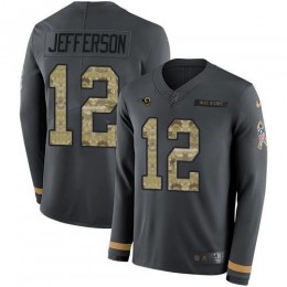 Los Angeles Rams #12 Van Jefferson Anthracite Salute to Service Men's Stitched NFL Limited Therma Long Sleeve Jersey