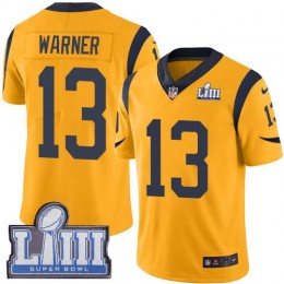 Los Angeles Rams #13 Kurt Warner Gold Super Bowl LIII Bound Men's Stitched NFL Limited Rush Jersey