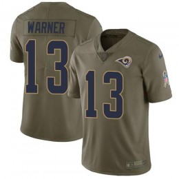 Los Angeles Rams #13 Kurt Warner Olive Men's Stitched NFL Limited 2017 Salute to Service Jersey