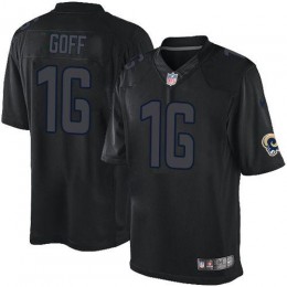 Los Angeles Rams #16 Jared Goff Black Men's Stitched NFL Impact Limited Jersey
