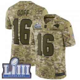 Los Angeles Rams #16 Jared Goff Camo Super Bowl LIII Bound Men's Stitched NFL Limited 2018 Salute To Service Jersey