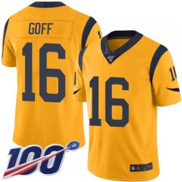 Los Angeles Rams #16 Jared Goff Gold Men's Stitched NFL Limited Rush 100th Season Jersey