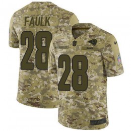 Los Angeles Rams #28 Marshall Faulk Camo Men's Stitched NFL Limited 2018 Salute To Service Jersey