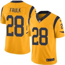 Los Angeles Rams #28 Marshall Faulk Gold Men's Stitched NFL Limited Rush Jersey