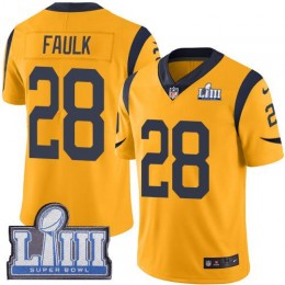 Los Angeles Rams #28 Marshall Faulk Gold Super Bowl LIII Bound Men's Stitched NFL Limited Rush Jersey