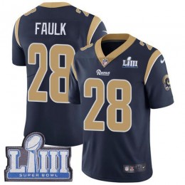 Los Angeles Rams #28 Marshall Faulk Navy Blue Team Color Super Bowl LIII Bound Men's Stitched NFL Vapor Untouchable Limited Jersey