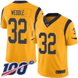 Los Angeles Rams #32 Eric Weddle Gold Men's Stitched NFL Limited Rush 100th Season Jersey