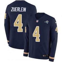 Los Angeles Rams #4 Greg Zuerlein Navy Blue Team Color Men's Stitched NFL Limited Therma Long Sleeve Jersey