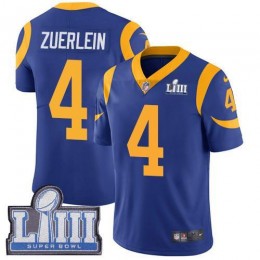Los Angeles Rams #4 Greg Zuerlein Royal Blue Alternate Super Bowl LIII Bound Men's Stitched NFL Vapor Untouchable Limited Jersey