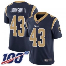 Los Angeles Rams #43 John Johnson III Navy Blue Team Color Men's Stitched NFL 100th Season Vapor Limited Jersey