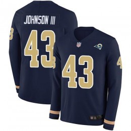 Los Angeles Rams #43 John Johnson III Navy Blue Team Color Men's Stitched NFL Limited Therma Long Sleeve Jersey