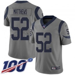 Los Angeles Rams #52 Clay Matthews Gray Men's Stitched NFL Limited Inverted Legend 100th Season Jersey