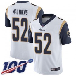 Los Angeles Rams #52 Clay Matthews White Men's Stitched NFL 100th Season Vapor Limited Jersey