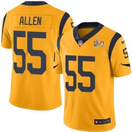 Los Angeles Rams #55 Brian Allen Gold Super Bowl LVI Patch Men's Stitched NFL Limited Rush Jersey