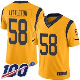 Los Angeles Rams #58 Cory Littleton Gold Men's Stitched NFL Limited Rush 100th Season Jersey