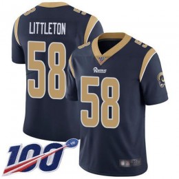 Los Angeles Rams #58 Cory Littleton Navy Blue Team Color Men's Stitched NFL 100th Season Vapor Limited Jersey