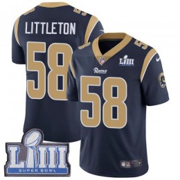 Los Angeles Rams #58 Cory Littleton Navy Blue Team Color Super Bowl LIII Bound Men's Stitched NFL Vapor Untouchable Limited Jersey