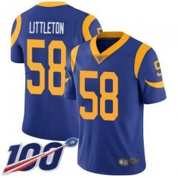 Los Angeles Rams #58 Cory Littleton Royal Blue Alternate Men's Stitched NFL 100th Season Vapor Limited Jersey