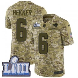 Los Angeles Rams #6 Johnny Hekker Camo Super Bowl LIII Bound Men's Stitched NFL Limited 2018 Salute To Service Jersey