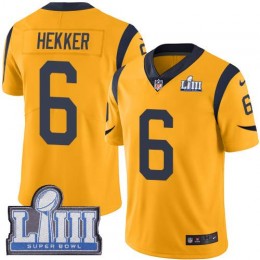 Los Angeles Rams #6 Johnny Hekker Gold Super Bowl LIII Bound Men's Stitched NFL Limited Rush Jersey