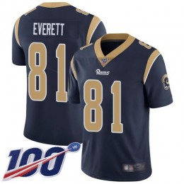 Los Angeles Rams #81 Gerald Everett Navy Blue Team Color Men's Stitched NFL 100th Season Vapor Limited Jersey