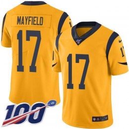 Rams #17 Baker Mayfield Gold Men's Stitched NFL Limited Rush 100th Season Jersey
