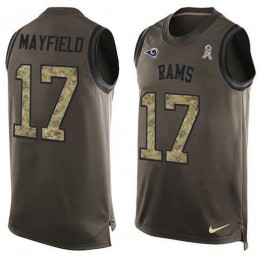 Rams #17 Baker Mayfield Green Men's Stitched NFL Limited Salute To Service Tank Top Jersey