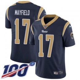Rams #17 Baker Mayfield Navy Blue Team Color Men's Stitched NFL 100th Season Vapor Limited Jersey
